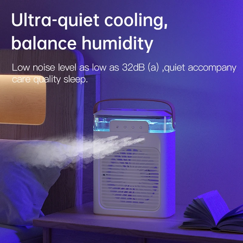 Desk Air Cooler Fan With Colors LED Light Modes For Desk Nightstand Coffee Table-B