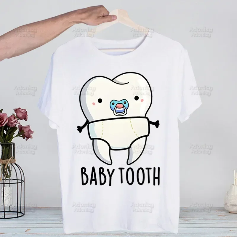 

Aesthetic Funny Tooth Dentist Kawaii Printing Street Style Casual Short Sleeve Men T Shirt O-neck Tshirt Male T-shirt