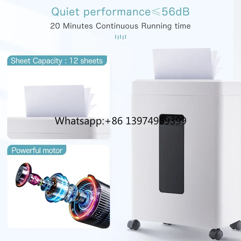 4 Level 16L Paper Shredder 12 Sheets Cross Cut 4*30mm Manual Document Destroyer  Equipment for Commercial Office Home Use factor