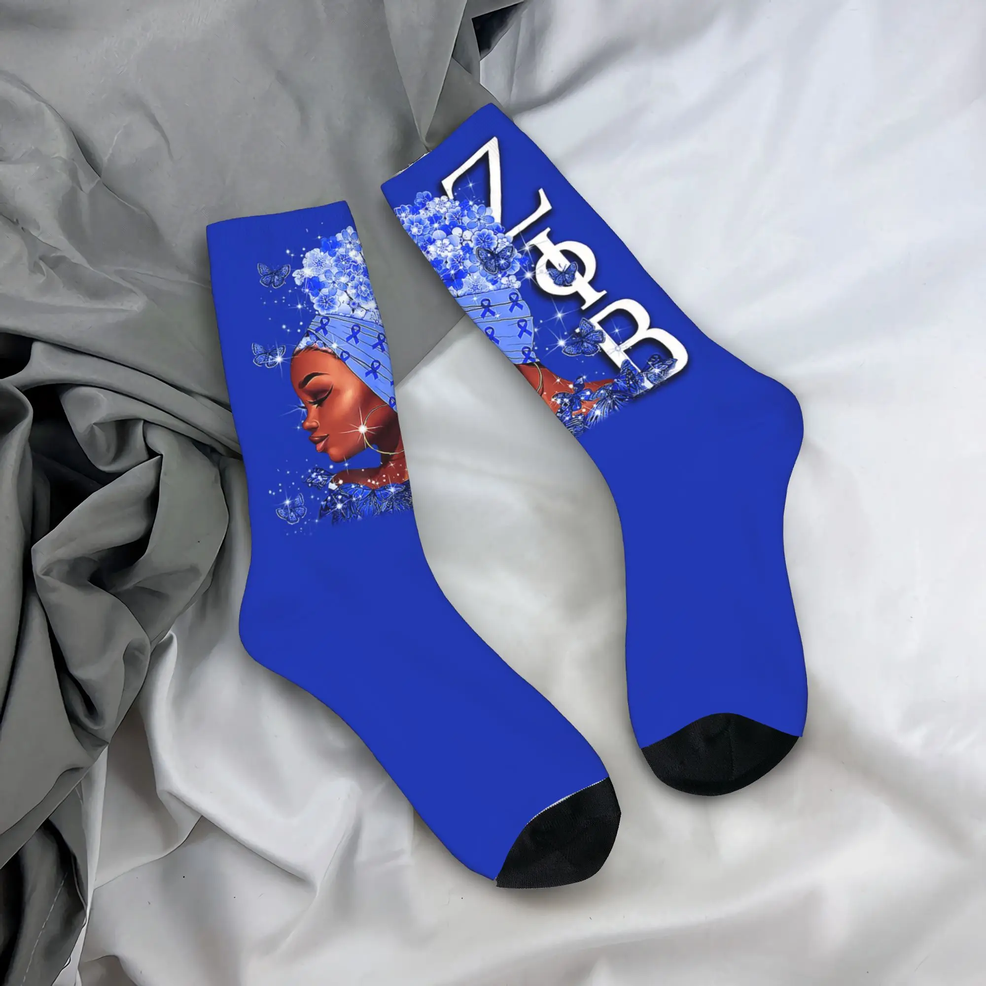 

Custom Zeta Phi Beta Woman Men Women Crew Socks Unisex Kawaii 3D Print ZOB Greek Letter 1920 Dress Socks