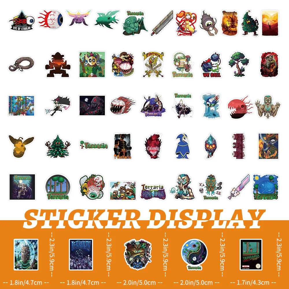 10/30/50PCS Funny Terraria Game Stickers Caroon Graffiti Decals DIY Laptop Phone Guitar Car Bike Skateboard Luggage Sticker Toy