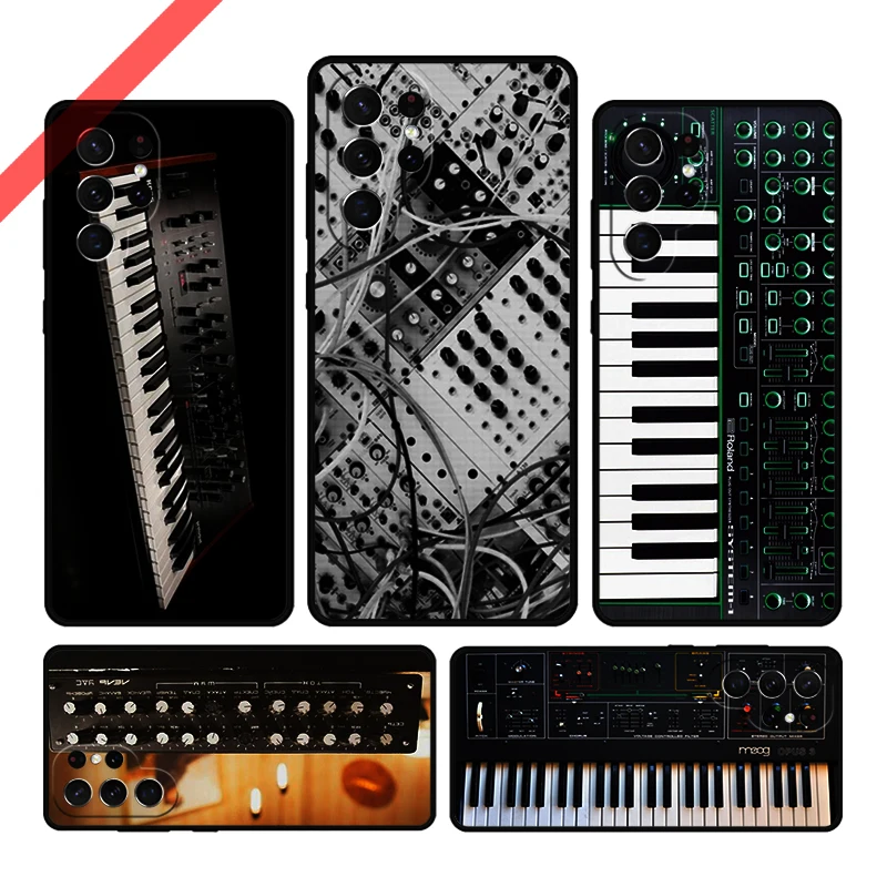 Vintage Synth Synthesizer Moog Print Phone Case For Samsung S20 FE S21 S10 S23 Plus S24 S22 Ultra Note20 Note10 S9 S8 Cover