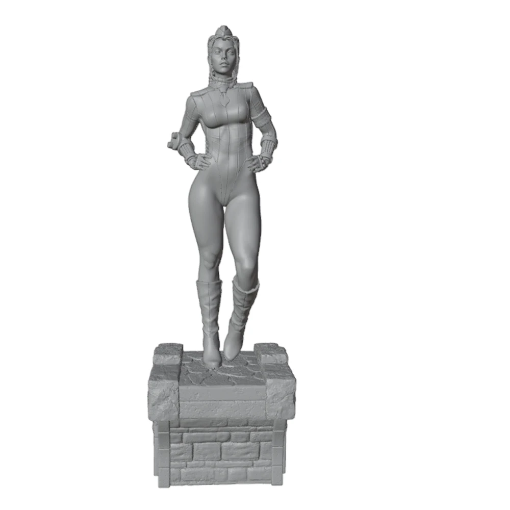 Noble Elegant Long-Haired Female Warrior 1/24 Miniature Resin Statue 75mm Handmade Model Kit, 3D Printed Unpainted Resin Model, These Resin Statues Are Ideal Gifts for Christmas or Halloween, Showcasing Hand-Painted Artistic Style
