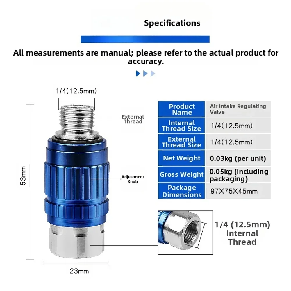 Intake Regulator Adjustable Air Regulator For Industrial Applications 9.7*7.5*4.5cm 1 4 Inch Air Tool Valve 1 4 Inch Thread