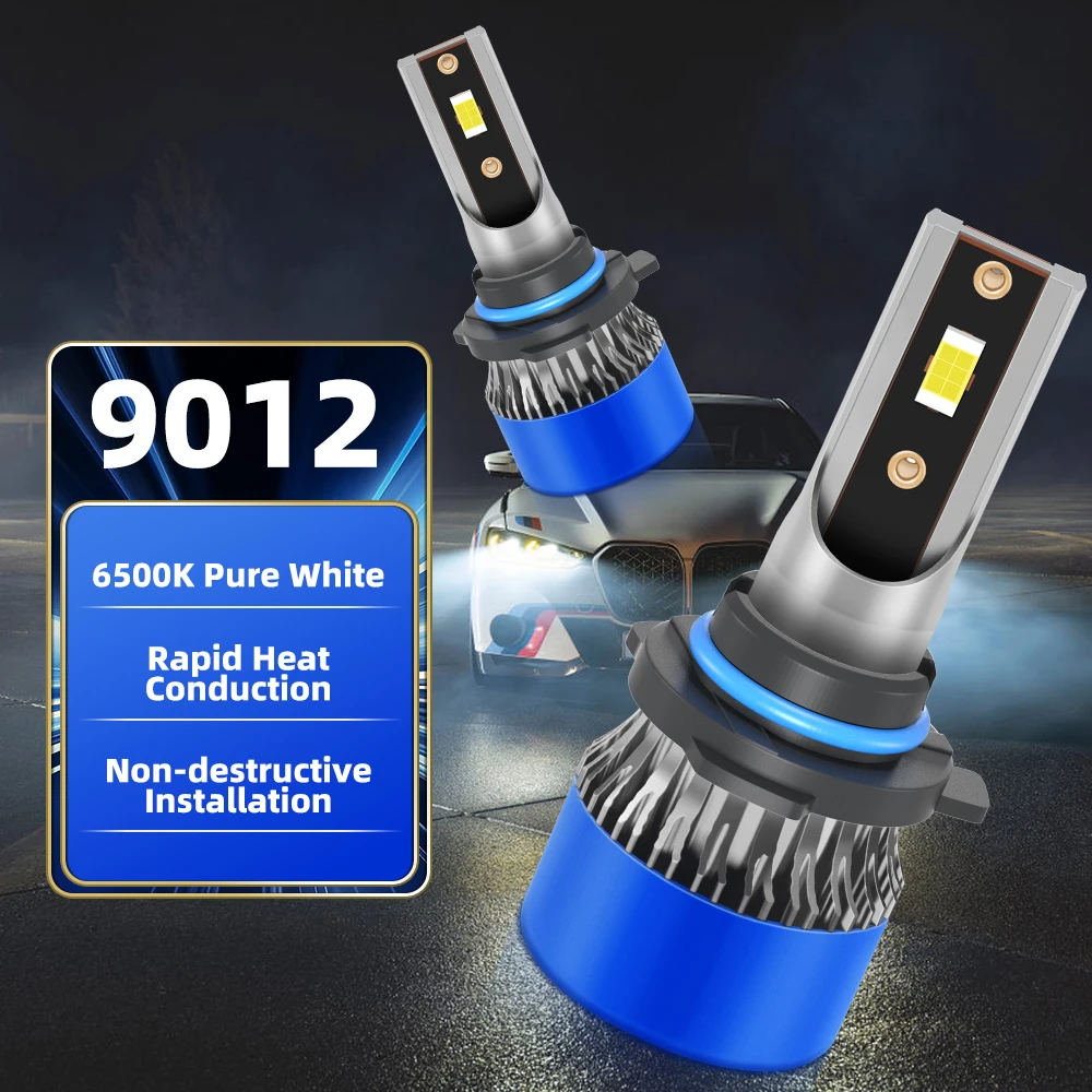 

2 шт. 9012 светодиодные фары, лампы дальнего ближнего света 6000K, супер яркие белые, выстроенные внутренним приводом, автоматические лампочки постоянного тока 12 В для автомобиля