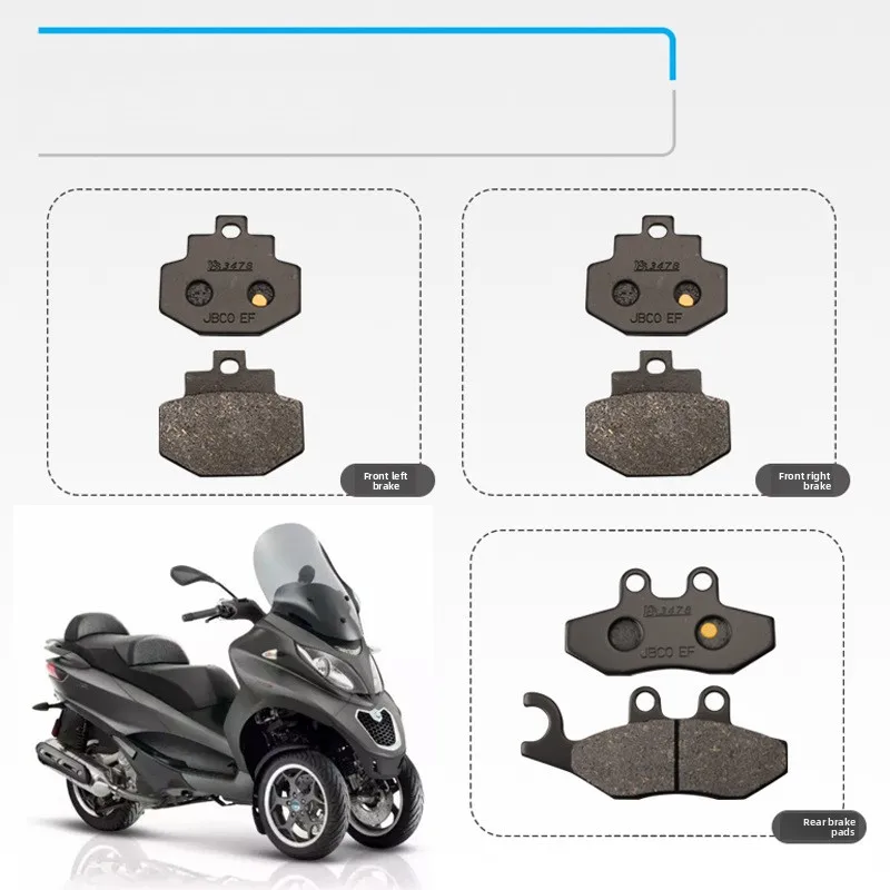 FOR MP3 500 Hpe Three-Wheel Scooter Front And Rear Brake Pads, Disc Brake Pads, Brake Pad Accessories