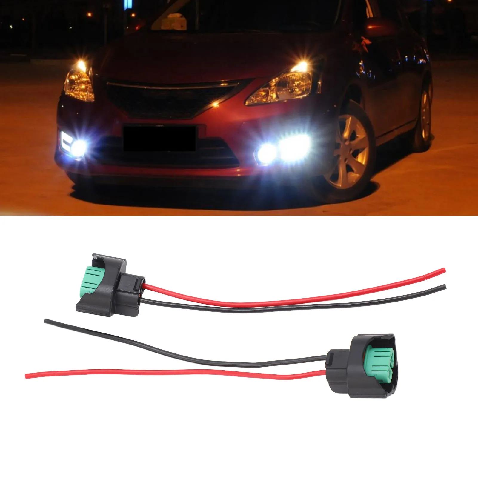 2pcs H8 Female Adapters Harness Sockets Heat Resistant 881 880 H11 Wire Pigtails For Headlights Or Fog Lights Retrofit