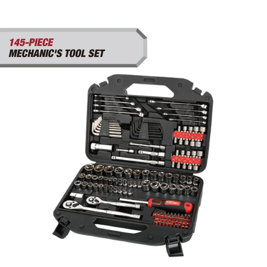 

Comprehensive 145-Piece Mechanics Tool Set for Automotive Repair and Maintenance Includes Wrenches Sockets Screwdrivers and Sto
