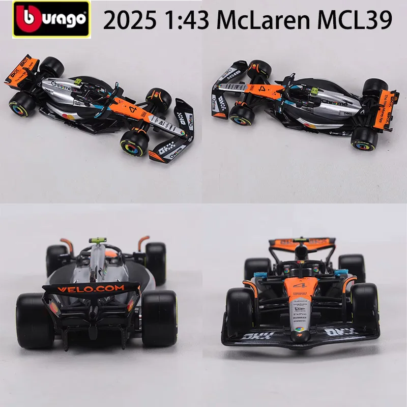 Bburago 1:43 F1 2025 McLaren MCL39 #4 Norris #81 Piastri Australian & Britain GP Diecast Alloy Race Car Model Collectible Toy
