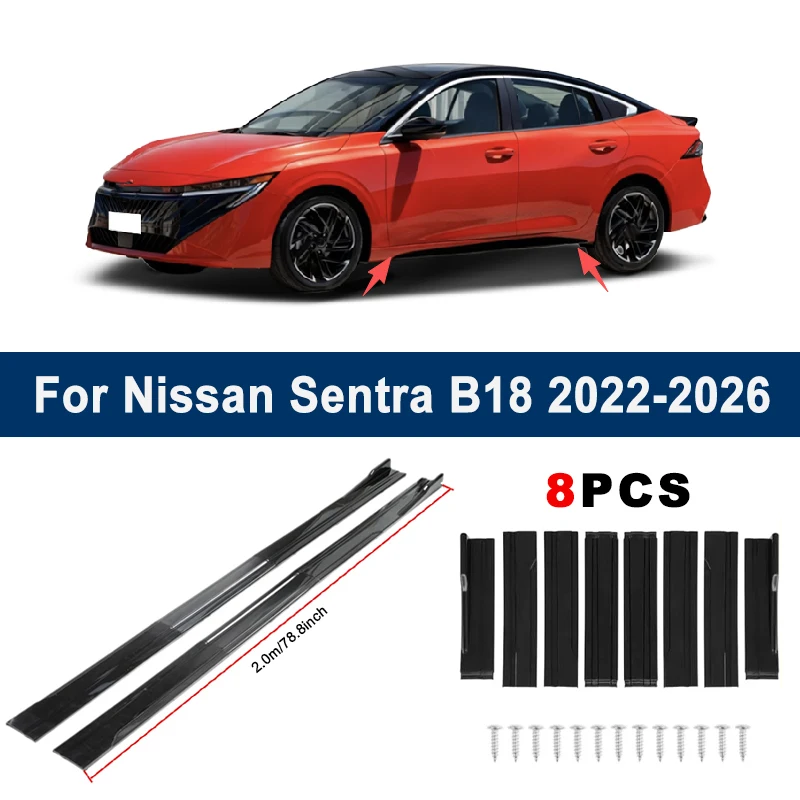 

2m Sectional Side Skirt Extension Lips For Nissan Sentra B18 2022-2026 - Racing Side Spoiler Car Modified Body Kit Accessories