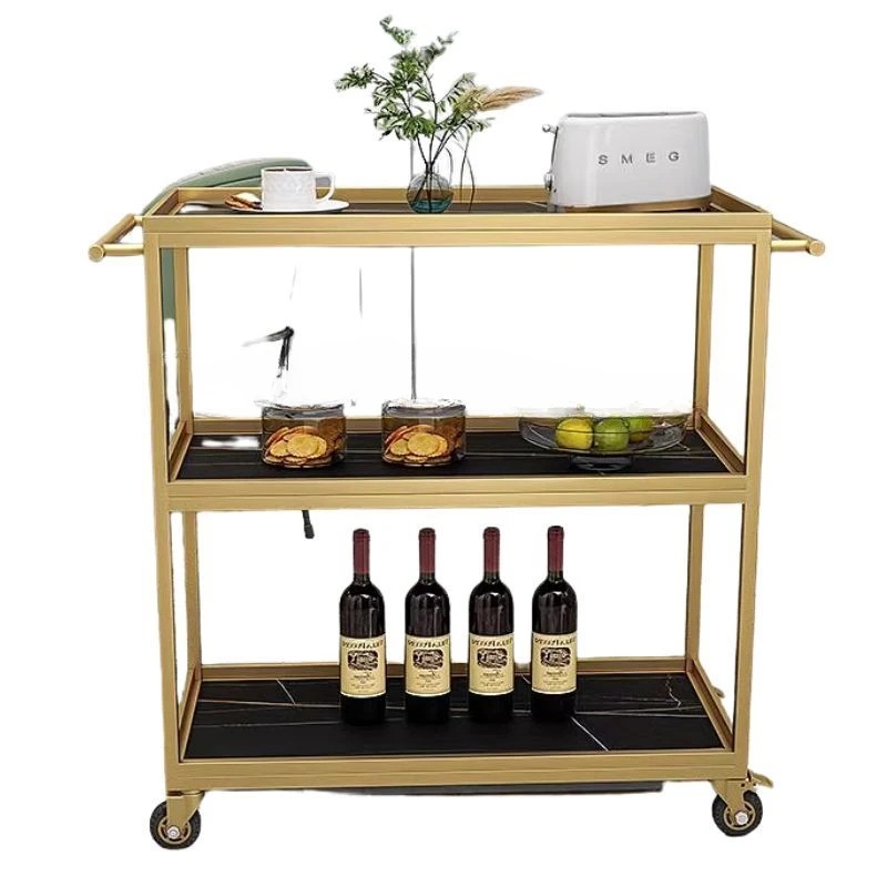 

Headboards Bar Cart Trolley Rolling Tool Partitions Metal Utility Trolley Serving Cabinet Gold Cabeceros Kitchen Furniture