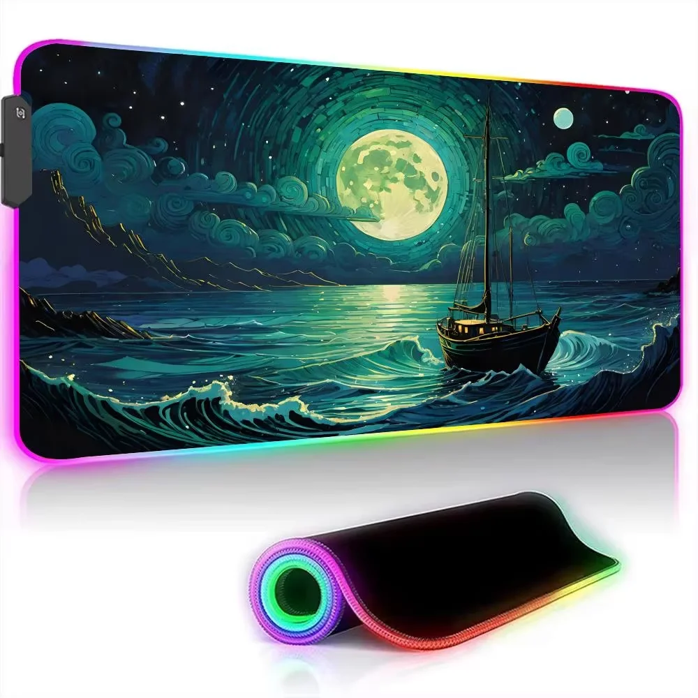 

Эстетическое искусство Пейзаж Тема RGB Коврик для мыши Настольный коврик Игровой коврик Нескользящий ковер для мыши Офисный коврик Светодиодный светящийся игровой коврик для мыши