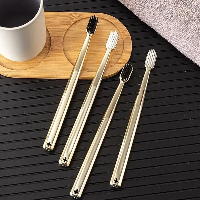 Kingubznis Gold Toothbrush Luxury Soft Gold Teeth Brush Men Women Adult Toothbrushes Brand New Electroplated Dental Brushes