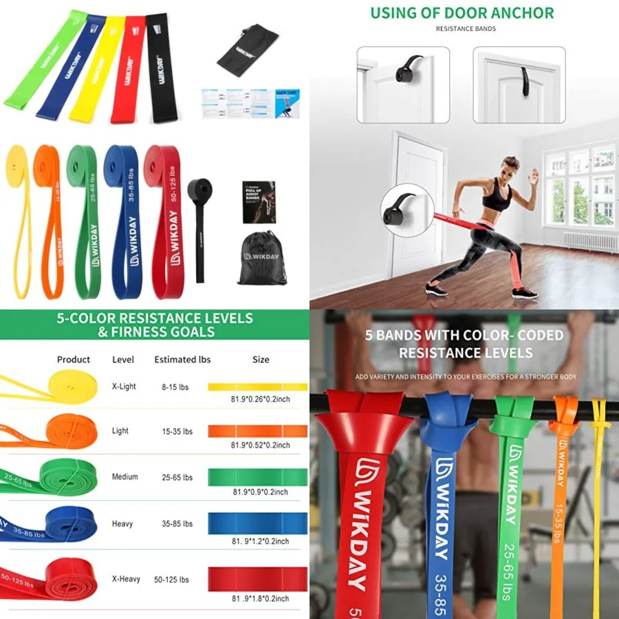 

Resistance Bands, Pull Up Bands, Workout Bands for Exercise, Thick Heavy Resistance Band Set with Door Anchor, Elastic Bands fo