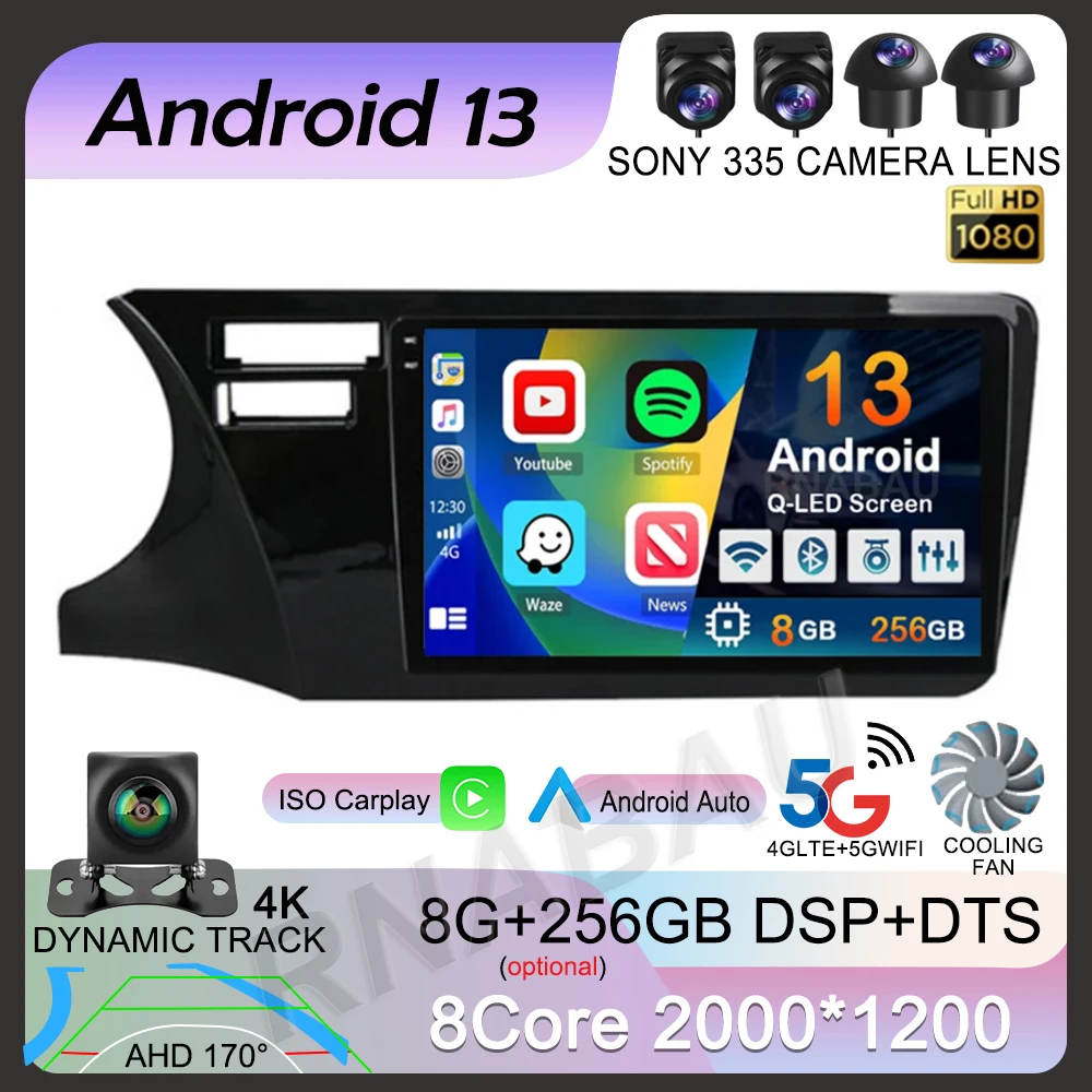 Android 13 Voor Honda City 2014 2015 2016 2017 Carplay Auto 4G + Wifi Autoradio Gps Navigatie Multimedia Video Speler Stereo Audio