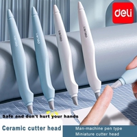 1/2 Pcs Deli Ceramic Pen Cutter Knife Safety Micro Retractable Blade Box Opener Paper Cutting Craft Pocket Utility Knifes Tool