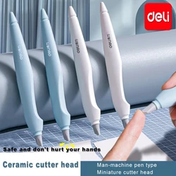 1/2 Pcs Deli Ceramic Pen Cutter Knife Safety Micro Retractable Blade Box Opener Paper Cutting Craft Pocket Utility Knifes Tool