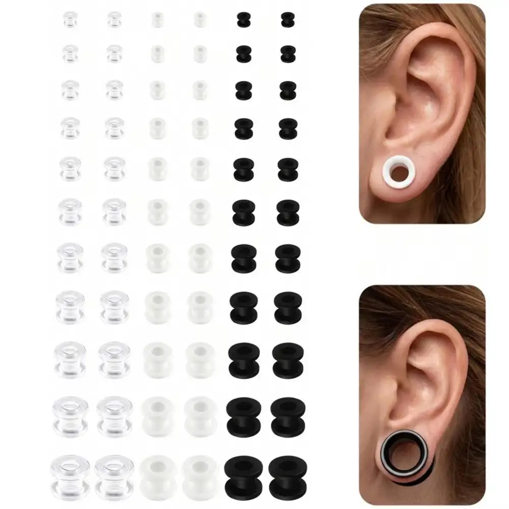 1 Pair 2-20mm Acrylic Ear Gauges Double Flared Saddle Plug Tunnels Earrings Clear Black White Ear Plugs Tunnels For Women Men