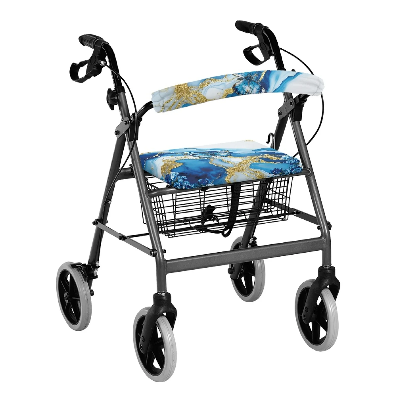 Coloranimal Butterfly Marble 2 Pcs Rollator Walker Seat Cushion Cover Seat & Backrest Cover Set for Elderly Adults Home