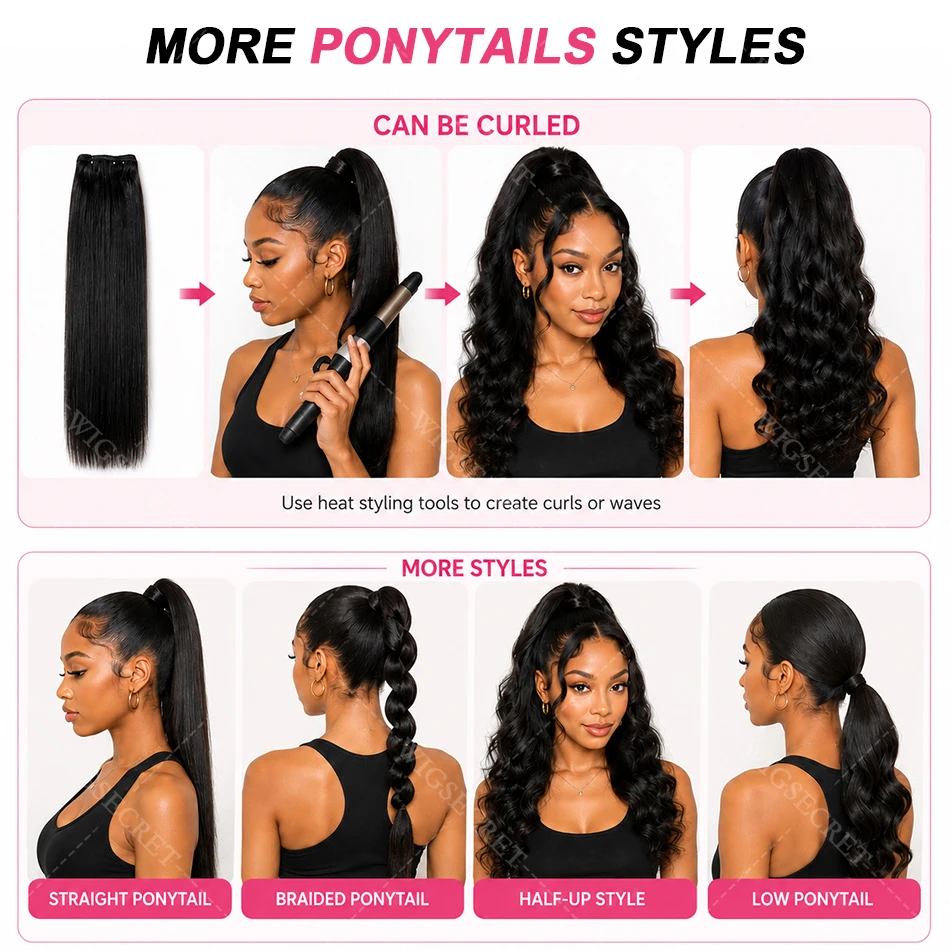 16A Bone Straight Ponytail Hair For Bundles Brazilian Raw Remy Weave Unprocessed Extension Weft Natural Black Human Hair Bundles view 5