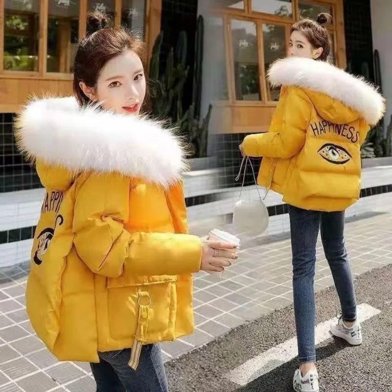 

Down Casual Warm Cotton Clothes Bread New Women's Jacket Korean Version Fur Collar Loose Thickened Winter Parkas Short Coat