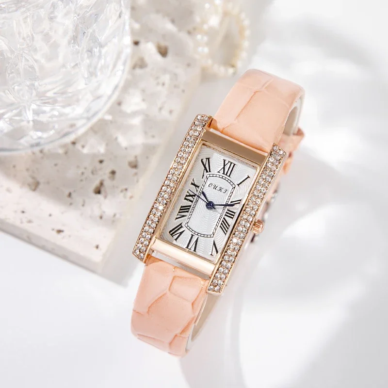 2024 Luxury Design Vintage Classic Diamond Women Watch Starry Square Simple and Stylish Roman Numeral Casual Quartz Wristwatch