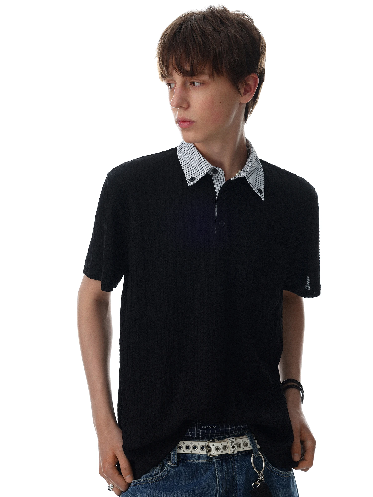 MRNEARLY American Retro Color Block Plaid  Shirt Men's Loose Casual Versatile Simple Style Top Short Sleeve Turn Collar