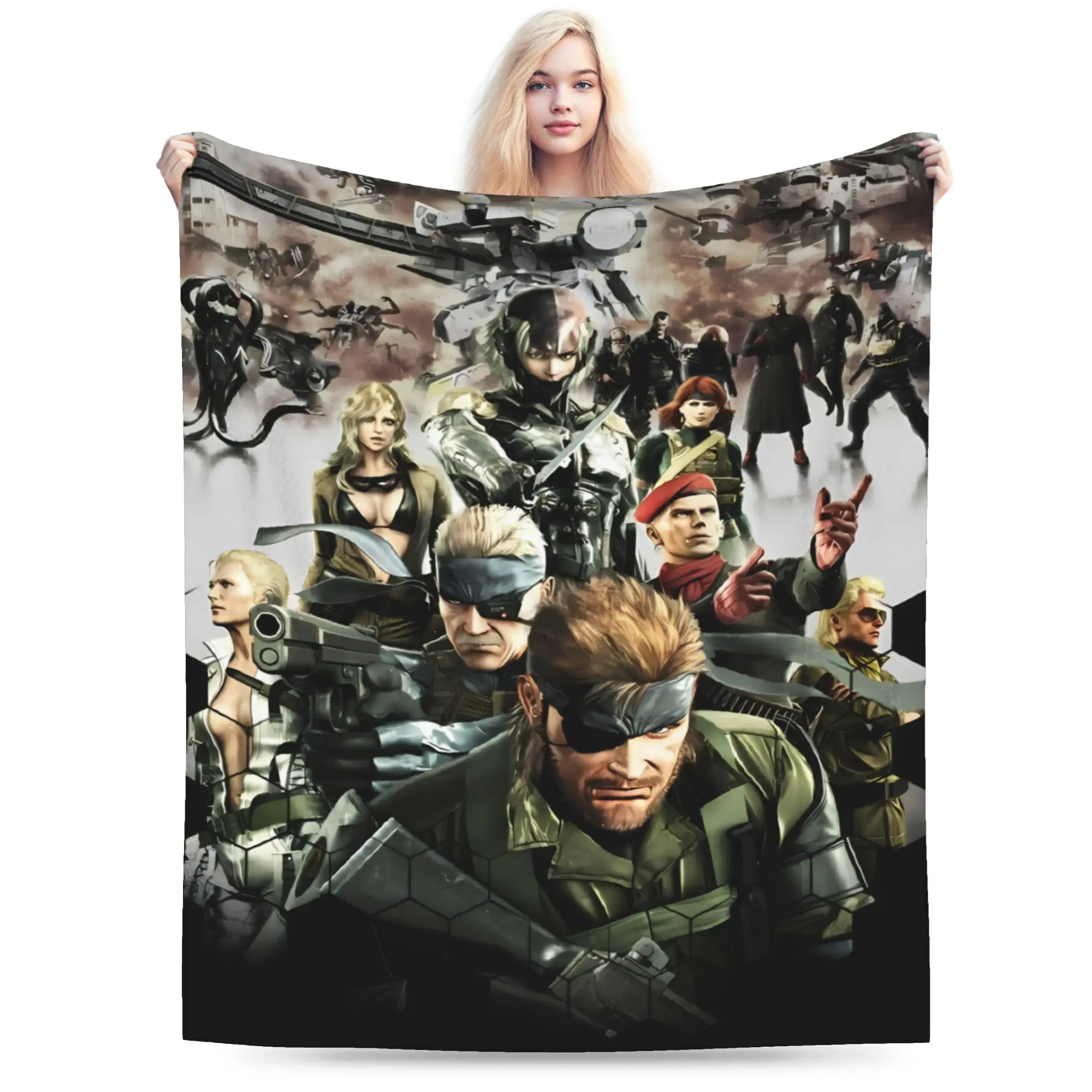 Metal Gear Solid Game Blanket  Super Warm Aesthetic Plush Throw Blanket For Students Bedroom Flannel Bedspread Bed Cover