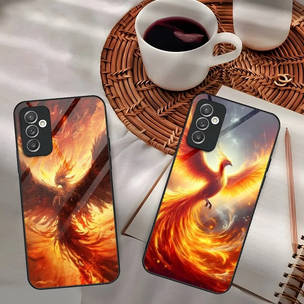 Mythical Beast Animal Phoenix Phone Case For Samsung S30 S23 S21 S20 Note 20 10 Pro Ultra Plus Glass Design Back Cover