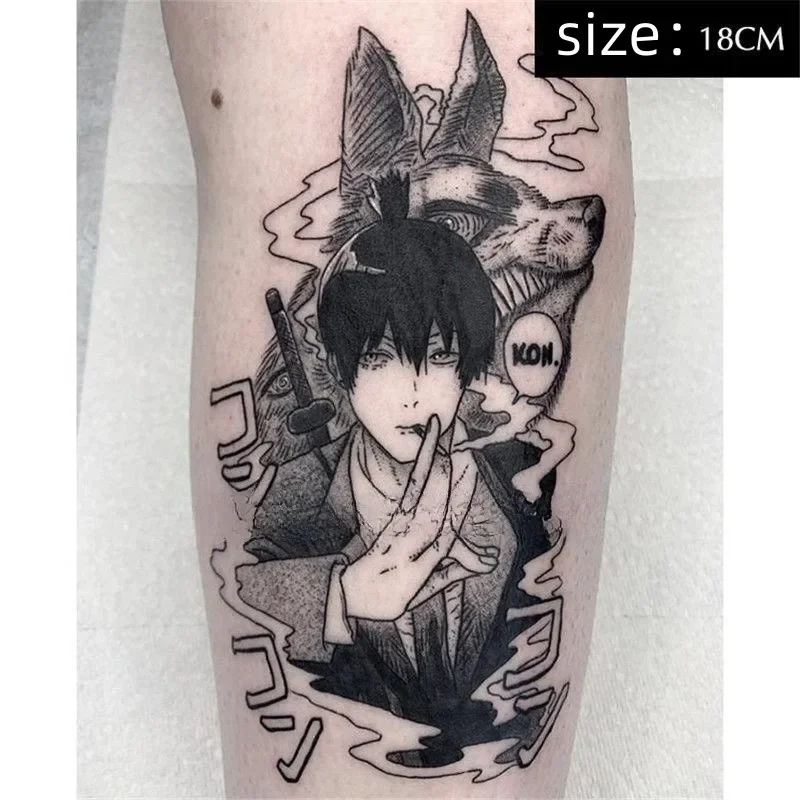 Luna Store  Anime Chainsaw Man Temporary Tattoos Cartoon Hayakawa Aki Transfer Tattoo Body Art Waterproof Fake Tatoo Stickers