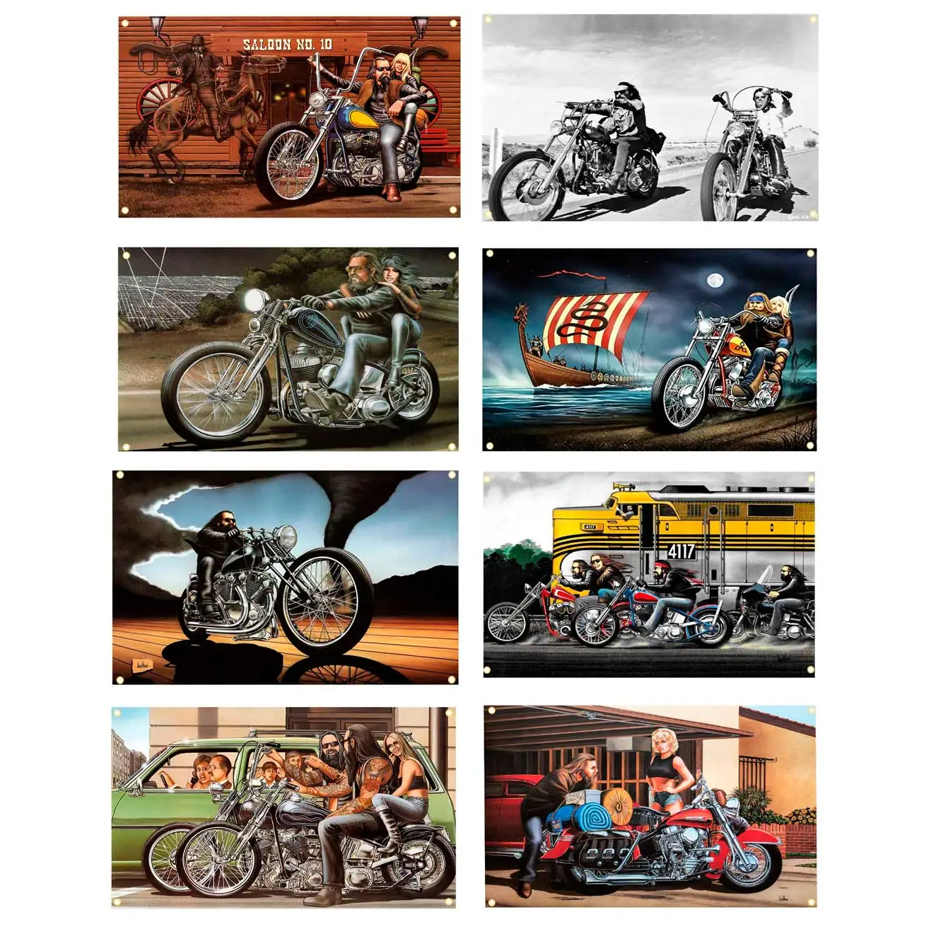 2x3fts 3x5fts 5x8fts D-David Mann Art Flag Motorcycle Easy Rider Banner Tapestry Applicable To Garage Or Outdoor For Decoration