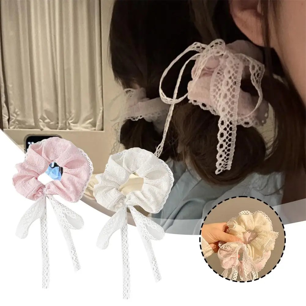 Cute Lace Bow Hair Band Female Streamer Large Intestine Headband Headwear Bow Ribbon Band Accessories Girl Hair Ribbon Z7G8