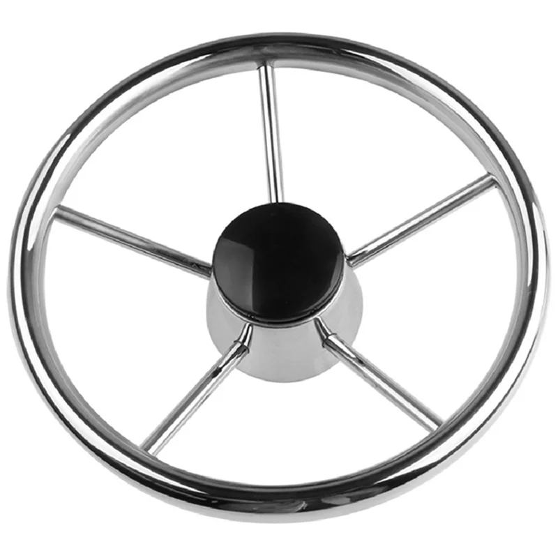 

Boat Steering Wheel Stainless Steel 5 Spoke 11Inch for Most Marine Yacht Boat Boating Equipment Accessories