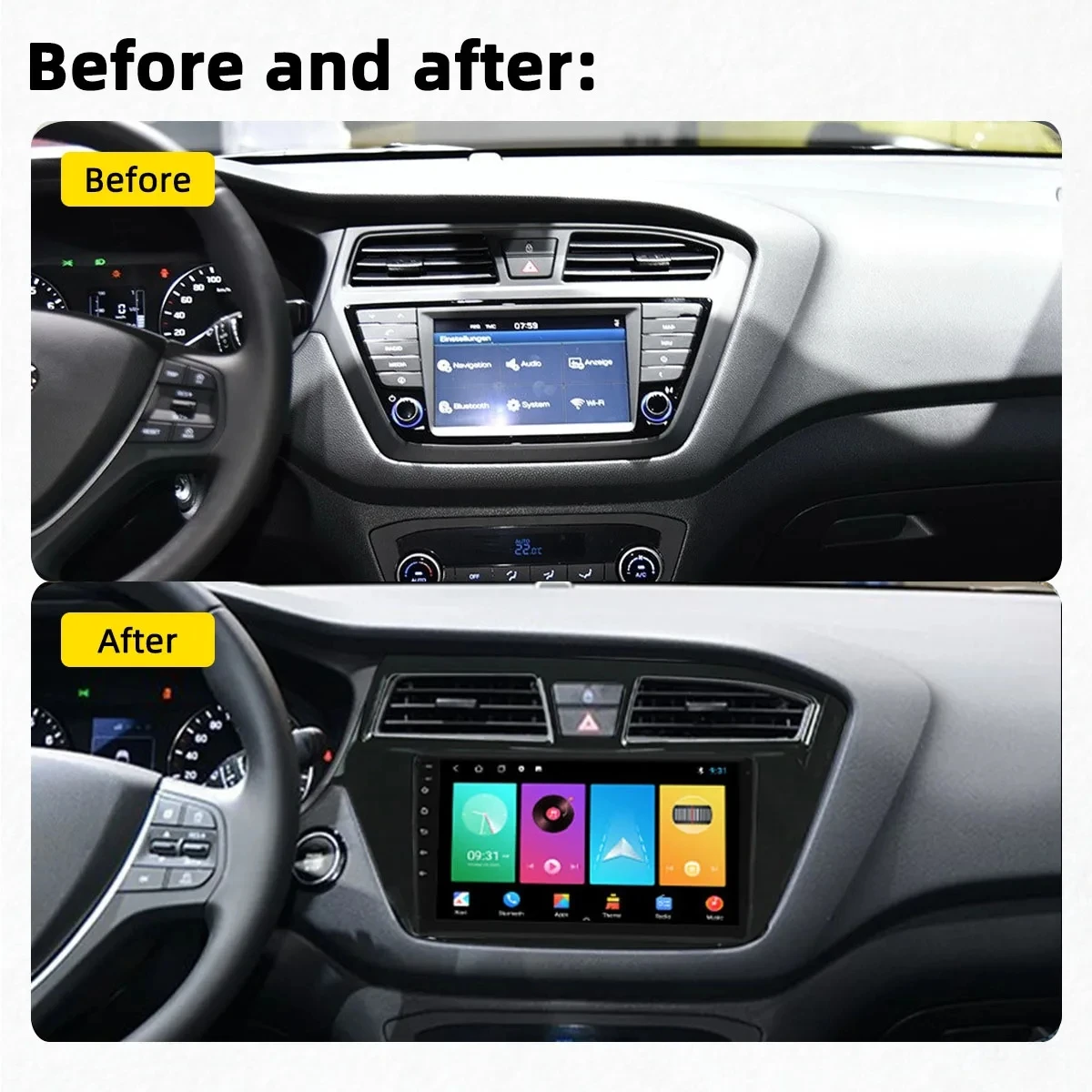 JIUYIN 6G 128G Android 12 Car Radio For Hyundai I20 LHD 2015 2016 2017 Stereo GPS Carplay Auto Multimedia Player 2Din DVD