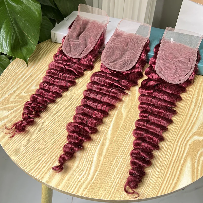 # 99J لون موجة عميقة 4x6 الدانتيل الشفاف إغلاق 100% شعر الإنسان تذوب الجلد قبل قطعها غير مرئية الدانتيل الشعر الخام الدانتيل السويسري #5