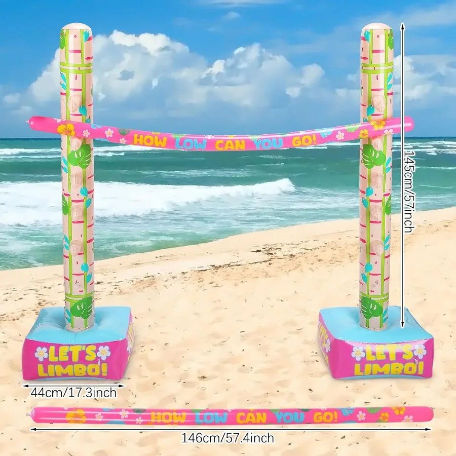 Summer Inflatable Limbo Game Palm Leaf Party Game for Boys Girls and Adults Fun Tropical Inflatable Decoration for Indoor Outdo