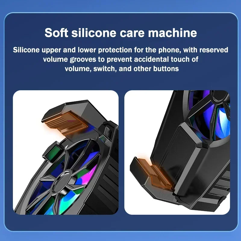 NEW X112 Mobile Phone Back-clip Air-cooled PUBG Game Cooler 3 Gears Cooling Radiator with RGB Colorful Light for IPhone Android