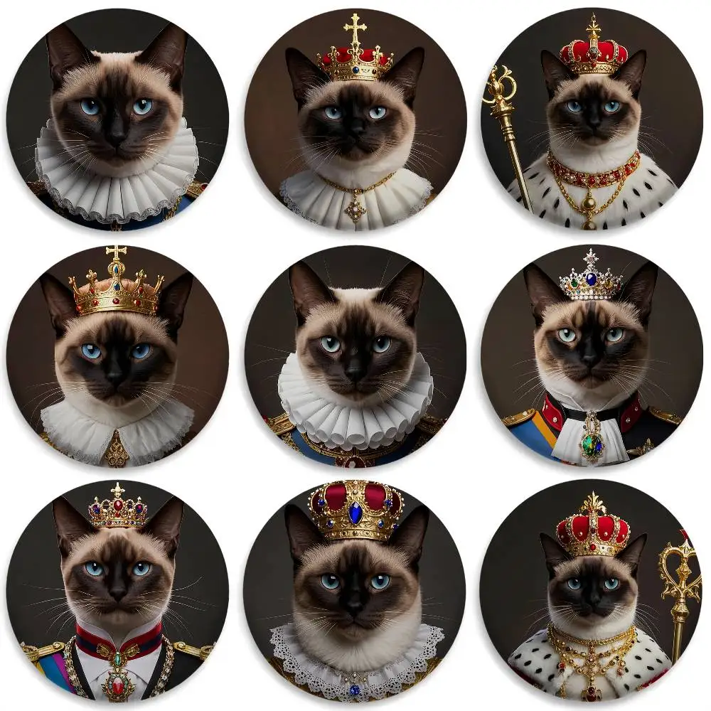

Siamese Pope Funny Badges Round Exquisite Badge Brooches Creative Pins For Clothes Hat Backpack Gift Accessories