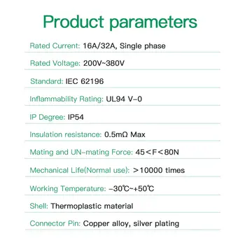 安裝在 2 型 IEC 62196-2 電動車充電站上的電動車充電器插座,16A/32A 單相/三相 22kW 公插座 10 最佳銷售 22千瓦壁掛式電源 - №7