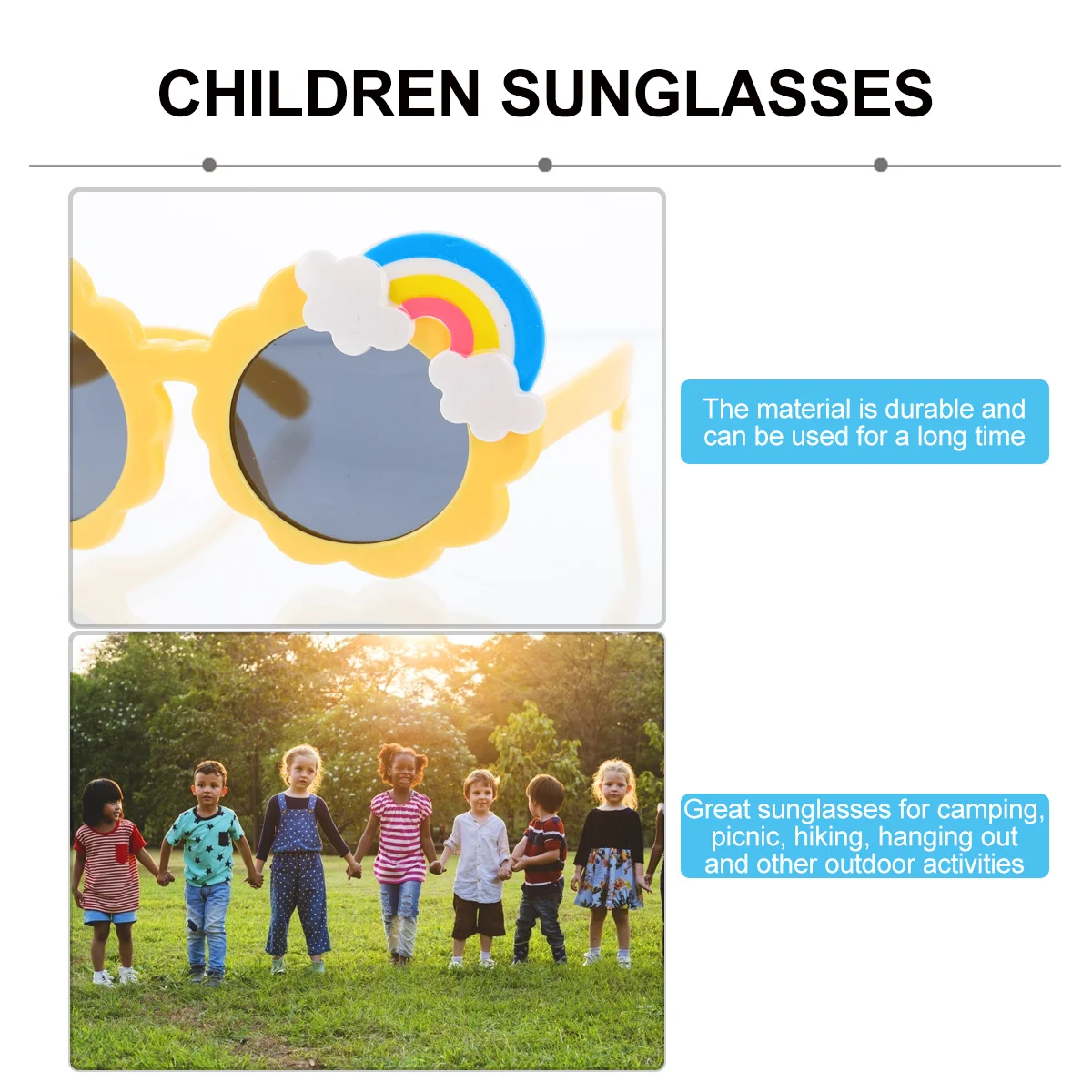

1Pcs Kids Round Sunglasses Durable Rainbow Plastic Lightweight Outdoor Sun Glasses Children Eyewear Accessories