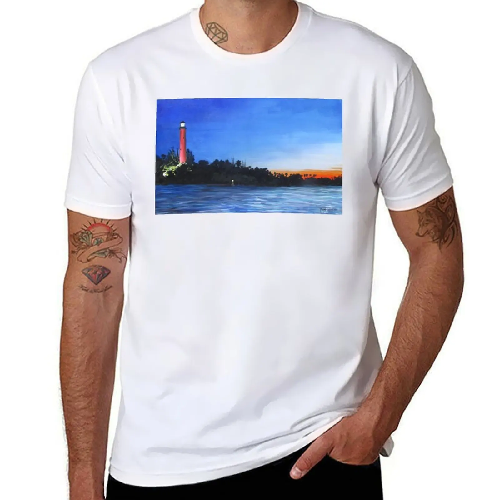 

Jupiter Lighthouse at Dawn T-Shirt t shirts for man pack white funny t shirts cotton T-Shirt