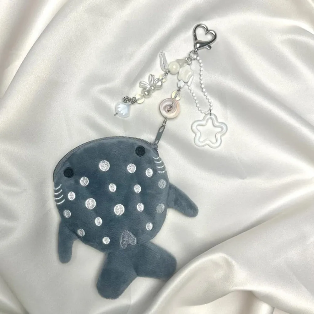 Cute Portable Whale Shark Coin Purse Mini Size with Pendant Wallet Adorable Cartoon Zipper Change Bag Travel