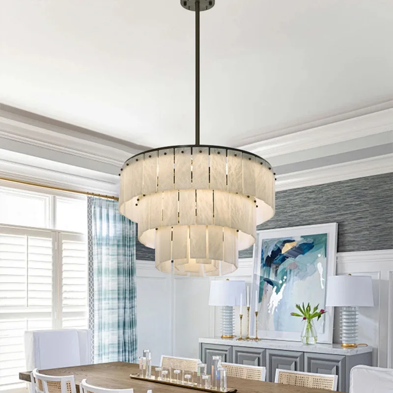 Luz de luxo todo o latão dolomite lustre dourado, regulável, lâmpada do teto, iluminação da sala estar iluminação casa interior