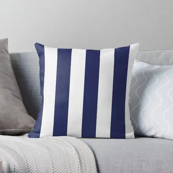 

Navy Blue And White Stripes Vertical Aw Printing Throw Pillow Cover Square Bed Wedding Decorative Pillows not include One Side