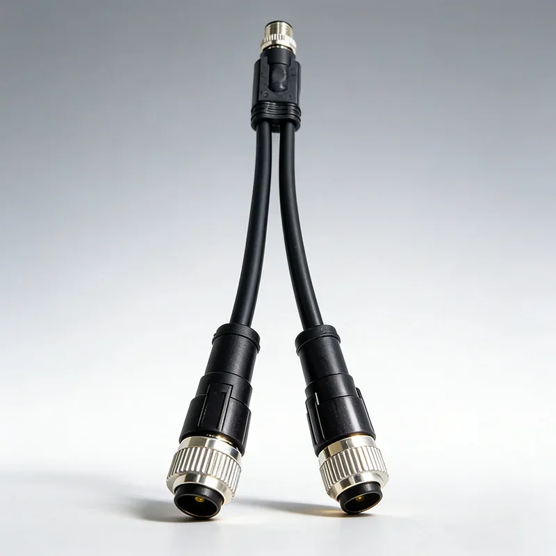 M12 1 to 2 Aviation Plug Wire Splitter 4 5 8 Pin Y-shaped Connector Cable Male to Female Sensor Waterproof Connection Line IP67