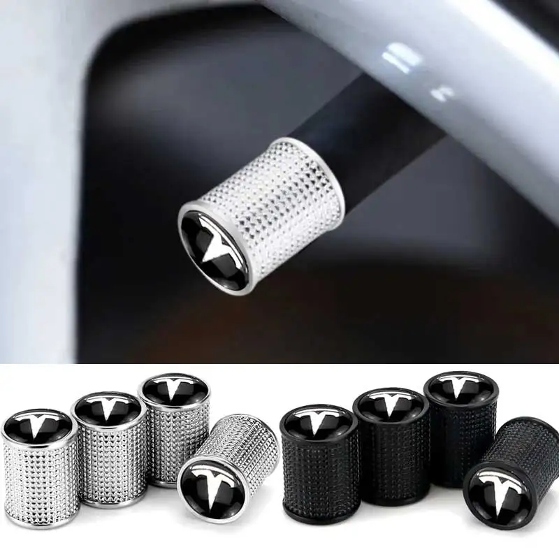 

4pcs Car Wheel Tire Valve Stem Caps Rim Sticker for Tesla MODEL Y Model 3 S X Roadster P75D P85D P90D P100D Accessories