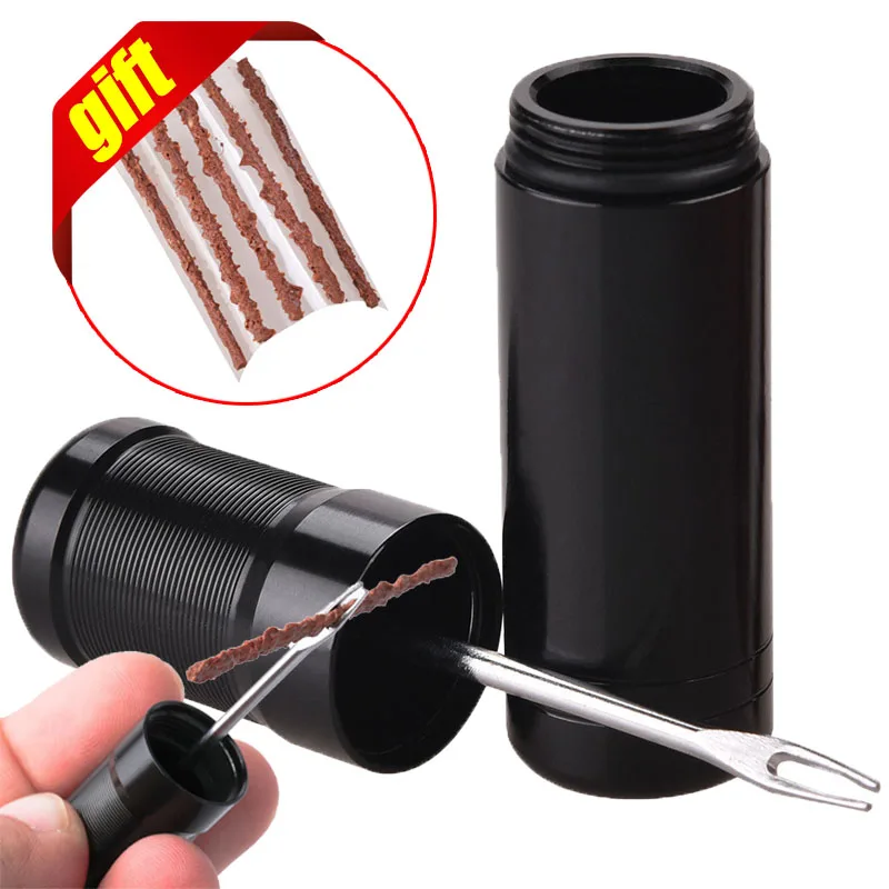 Bike Tubeless Tire Repair Kit Tyre Drill Puncture Repair tools with Rubber Stripe for Road Bike Urgent Glue Free Repair Tool Set