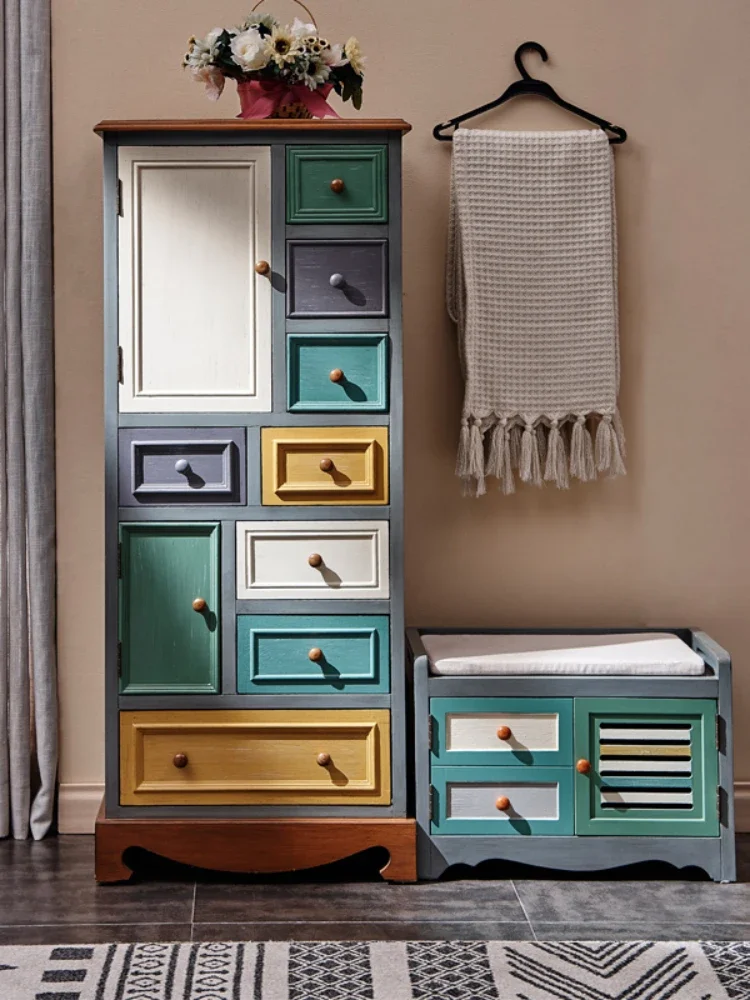 Bedroom Storage Solid Wood Living RoomSide CurioBalcony Locker