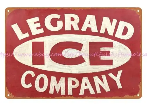 LEGRAND ICE COMPANY metal tin sign modern bedroom wall decor