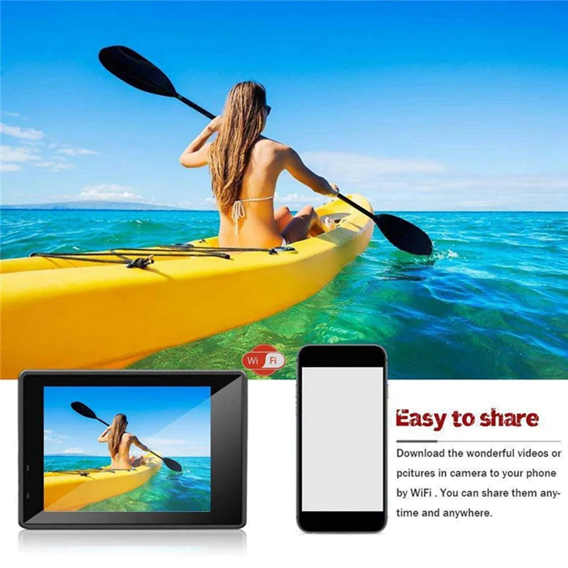 B24B Motion Camera, 4K HD Camera Wifi Diving Sports Camera DV Waterproof Outdoor Underwater Camera